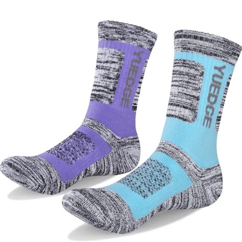 Yuedge socks - Dec 27, 2016 · YUEDGE Men's Performance Padded Moisture Wicking Cotton Cushion Crew Socks Sports Outdoor Athletic Hiking Socks . Categories: Men's Hiking Socks . Fabric Ingredients: 80%Combed cotton, 10% Polyamide, 7% Polyester,3% Lycra. Size: L (6-9) XL (9-11) XXL(10-13) Net Weight: 2.64 oz/pair . Package Contents: 5 Pairs of Men's Crew Socks 